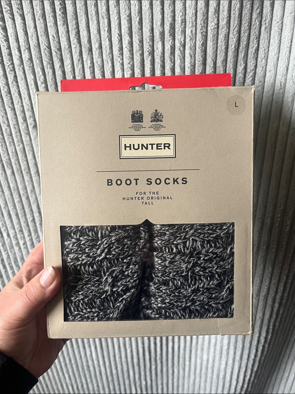 Hunter Black and Grey Knit Tall Boot Socks Large